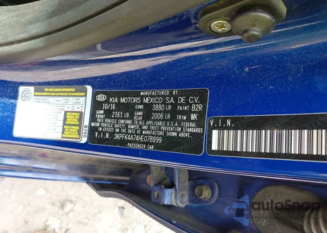 2017 Kia Forte Lx z USA, uszkodzony, nr VIN 3KPFK4A74HE078999